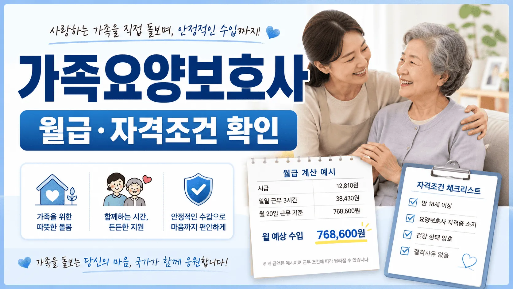 가족요양보호사 월급, 자격조건 확인